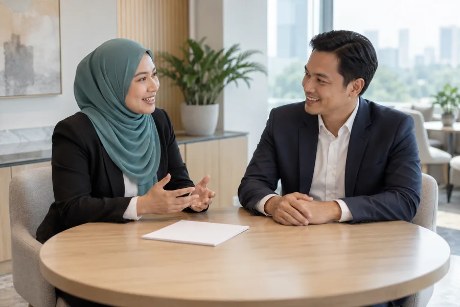 Pasukan acara membincangkan taklimat projek
