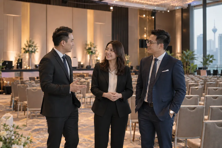 Event professionals at a conference venue