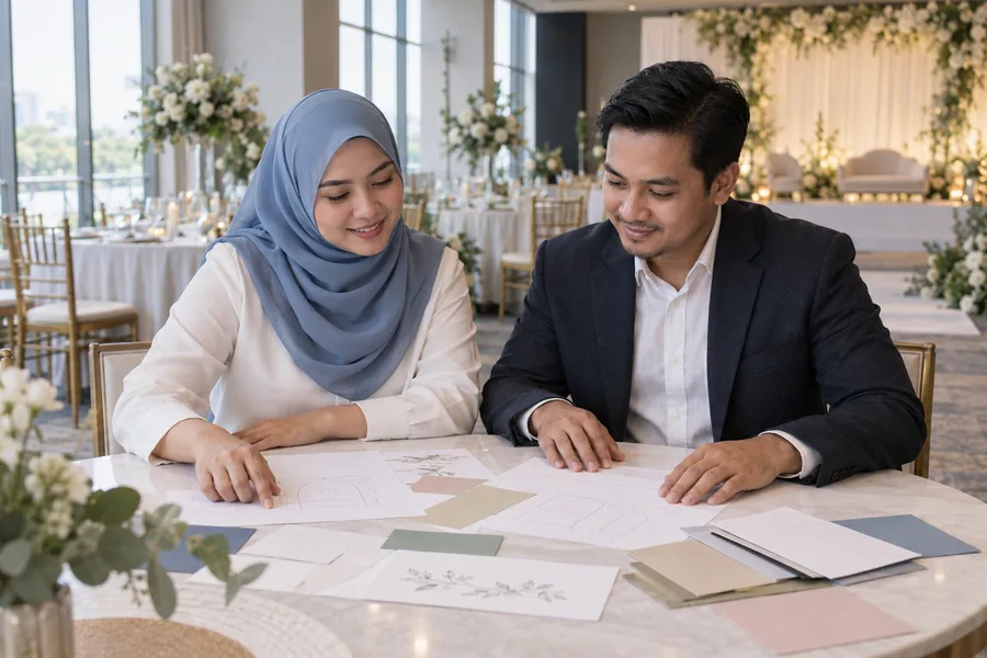 Perancang acara meneliti bahan perancangan persidangan